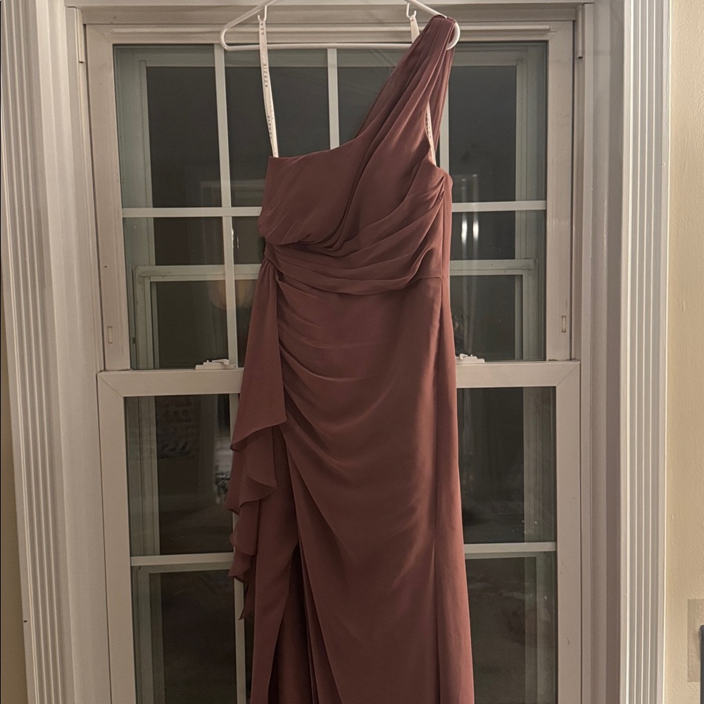 Azazie One-Shoulder Mauve Dress